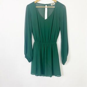 Show Me Your Mumu Elegant Green Long Sleeve Dress V Neck Cute Stylish Teal Small
